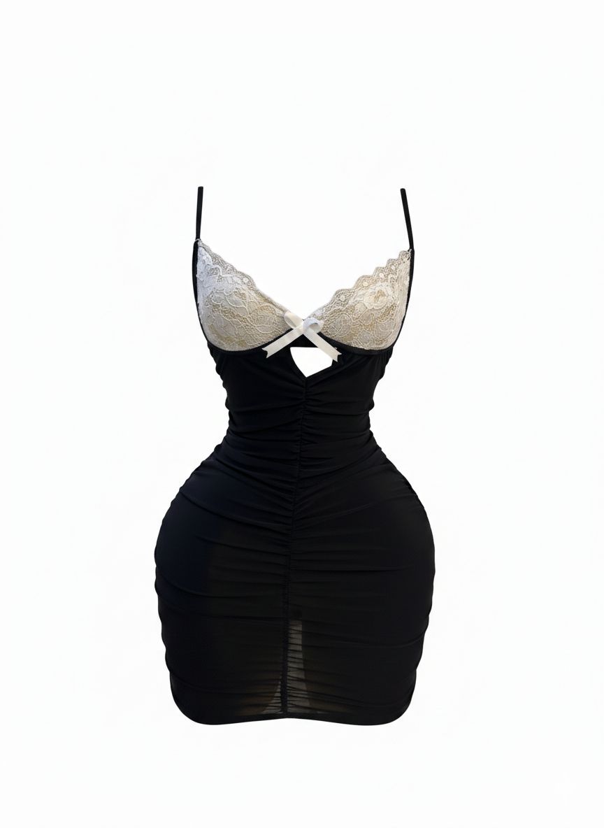 Noir Ivory Lace Ruched Chemise