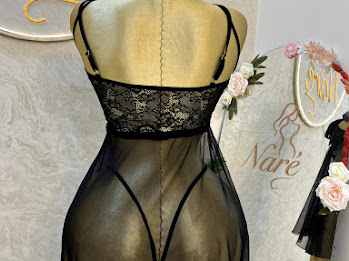 Black Lace Sheer Babydoll Set